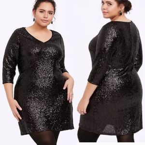 TORRID Black Sequin Long Sleeve Shift Dress